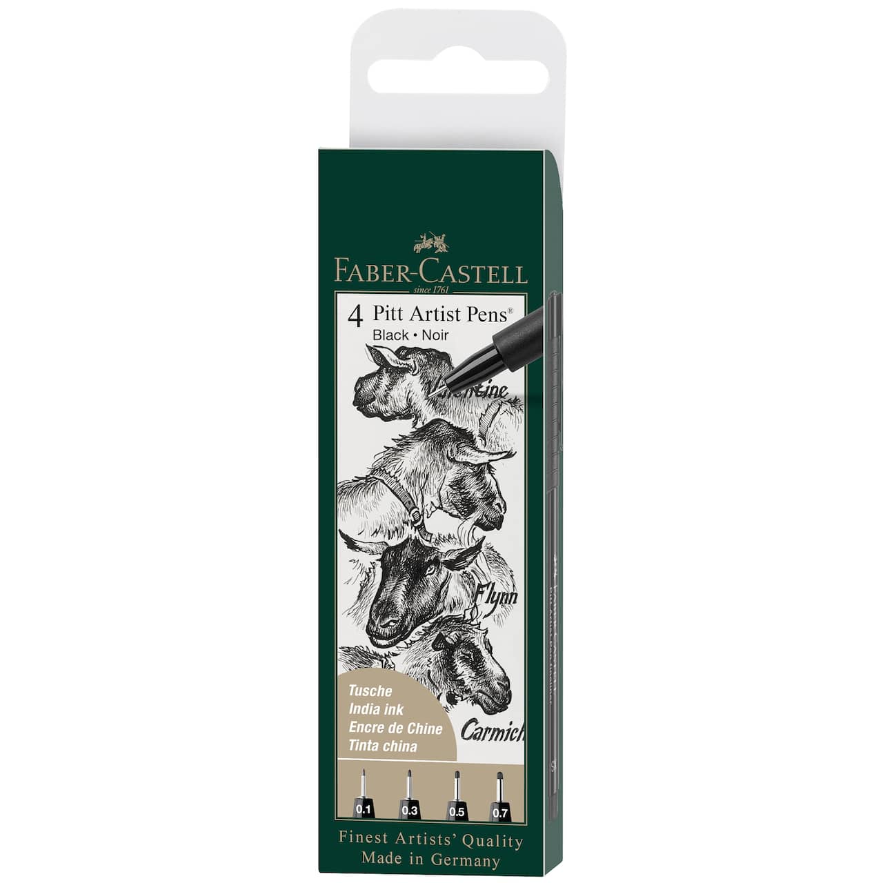 Faber-Castell® 4-Piece Black Pitt Artist Pen Set